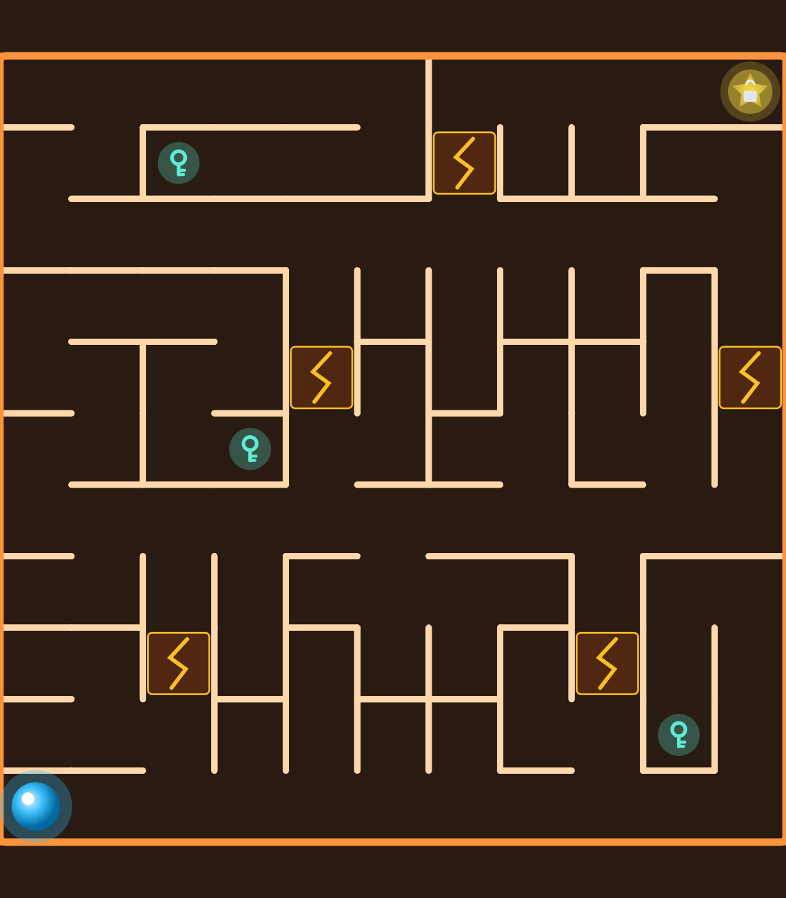 A campaign maze containing fragile passages that can collapse after crossing.
